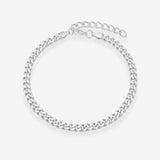 Panzer Facet Anklet, 925 Silver Plated, 5 mm