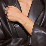 Tennis Crystal Bracelet, 925 Silver, 3 mm