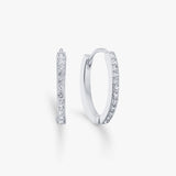 Oval Crystal Hoops, 925 Silver - Small