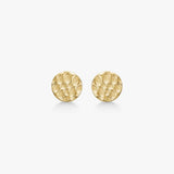Hammered Stud Earrings 18K Gold Plated Round
