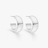 Chunky Hoop Earrings, 925 Silver Plated, Small