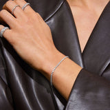 Tennis Crystal Bracelet, 925 Silver, 2 mm