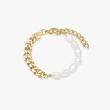Panzer Facet Pearl Bracelet, 18K Gold Plated, 7 mm