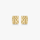 Hammered Square Stud Earrings, 18K Gold Plated