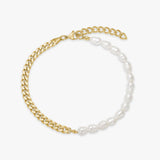 Panzer Facet Pearl Anklet, 18K Gold Plated, 5 mm