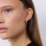 Crystal Hoop Earrings 925 Sterling Silver, 14 mm