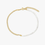 Panzer Facet Pearl Anklet, 18K Gold Plated, 3 mm