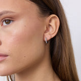 Crystal Hoop Earrings, 925 Silver, 10 mm