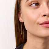 Hammered Drop Chain Earrings 18K Gold Plated