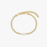 Panzer Faceted Solo Pearl Bracelet 18K Gold Plated 3 mm