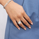 Round Signet Ring, 925 Silver Plated
