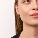 Hammered Drop Chain Earrings 18K Gold Plated