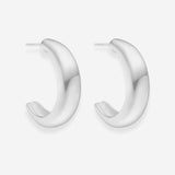 Classic Dome Hoop Earrings, 925 Silver Plated, 20 mm