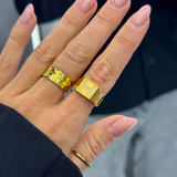 Hammered Band Ring 18K Gold Plated 8 mm