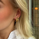 Scoria Rock Stud Earrings, 18K Gold Plated