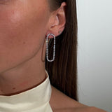 Hollow Tennis Crystal Earrings, 925 Silver