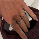 Crystal Band Ring, 925 Silver, 2 mm