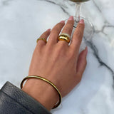 Oval Dome Bangle 18K Gold Plated