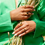 Star Oval Signet Ring 18K Gold Plated