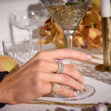 Oval Pavé Crystal Signet Ring, 18K Gold Plated