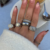 Twist Dome Crystal Ring, 925 Silver