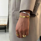 Flat Snake Jewelry Set 18K Gold Plated · 4 mm