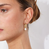 Panzer Faceted Pearl Earrings 18K Gold Plated 7 mm