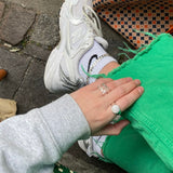 Hammered Round Signet Ring, 925 Silver Plated