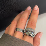 Hammered Band Ring, 925 Silver, 6 mm