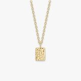 Hammered Square Necklace, 18K Gold Plated, Mini