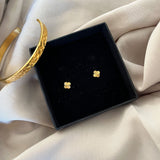 Sun Kiss Clover Stud Earrings 18K Gold Plated
