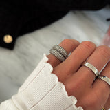 Hammered Band Ring, 925 Silver, 4 mm