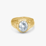 Oval Organic Crystal Ring, 18K Gold Plated