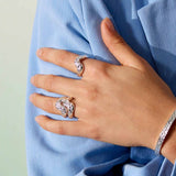 Scoria Wave Ring, 925 Silver Plated, Large