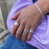 Oval Signet Ring, 925 Silver Plated