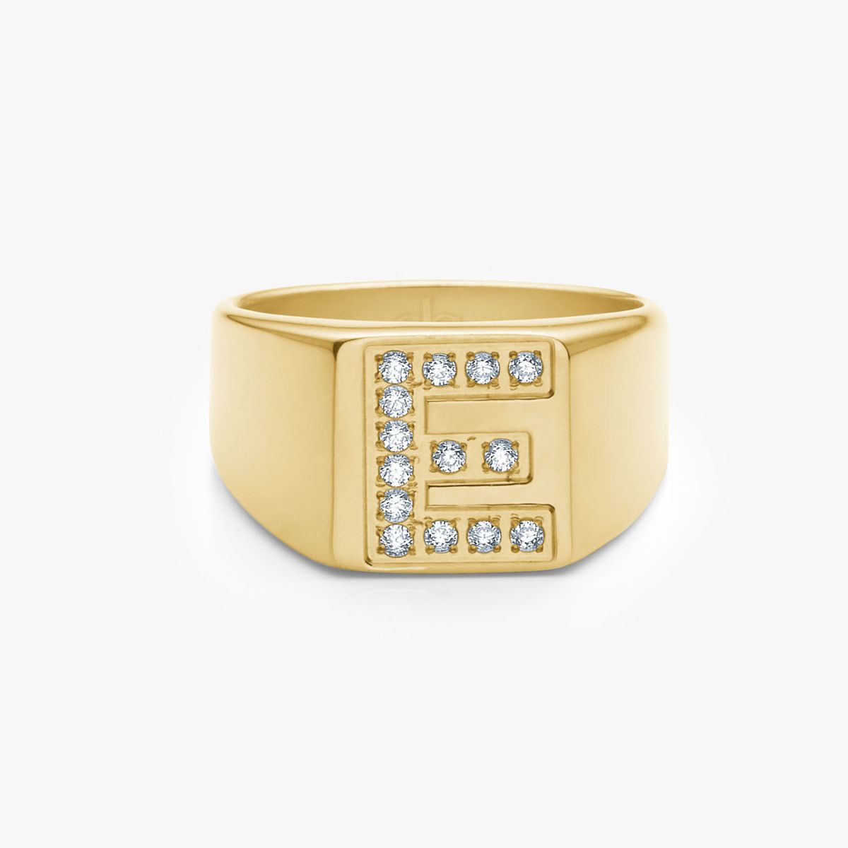 Crystal Letter Square Signet Ring 18K Gold Plated