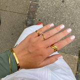 Hammered Wave Ring 18K Gold Plated 2 mm