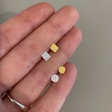 Hammered Square Stud Earrings, 18K Gold Plated