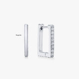 Small Square Crystal Hoop Earrings, 925 Silver