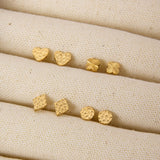 Hammered Rhombus Stud Earrings, 18K Gold Plated