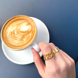 Hammered Band Ring 18K Gold Plated 8 mm