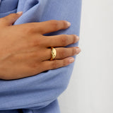 Star Oval Signet Ring 18K Gold Plated