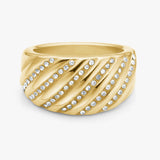 Twist Dome Crystal Ring, 18K Gold Plated