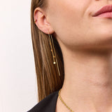 Hammered Drop Chain Earrings 18K Gold Plated