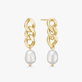 Panzer Faceted Pearl Earrings 18K Gold Plated 7 mm