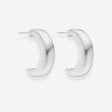 Classic Dome Hoop Earrings, 925 Silver Plated, 15 mm