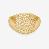 Hammered Round Signet Ring 18K Gold Plated