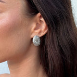 Wind Oval Earrings, 925 Silver