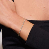 Tennis Crystal Bracelet, 18K Gold Plated, 2 mm