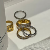 Crystal Band Ring, 18K Gold Plated, 4 mm